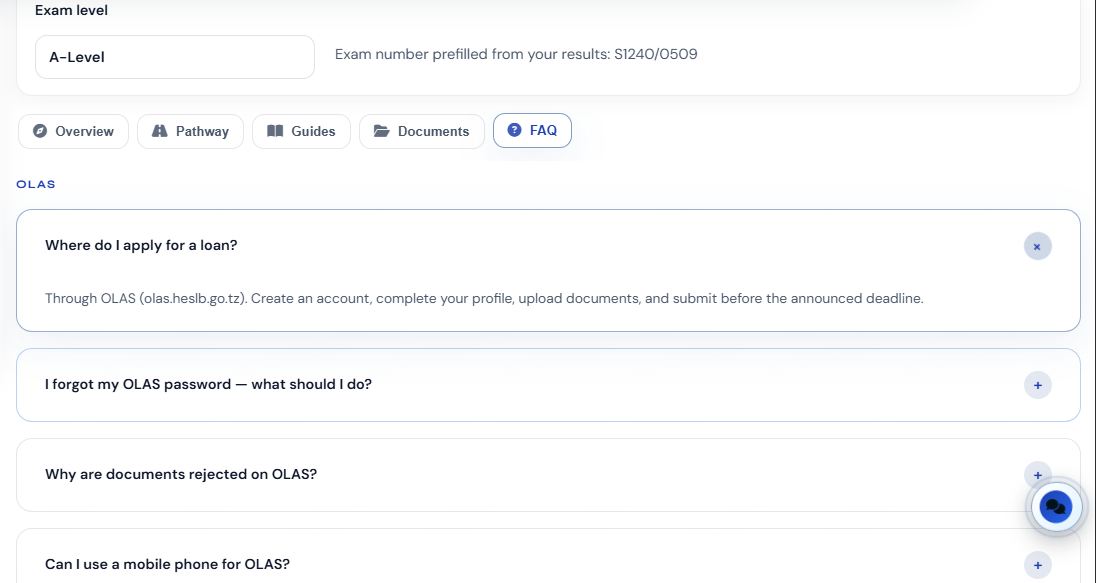 MWONGOZO SMART dashboard overview