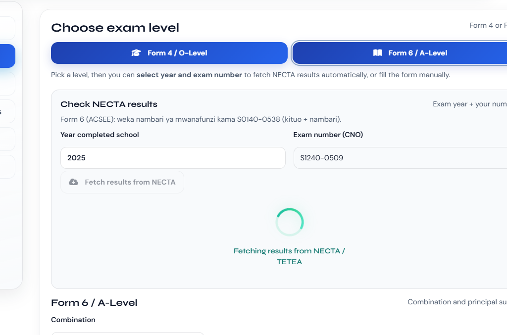 Step 2 – review NECTA results