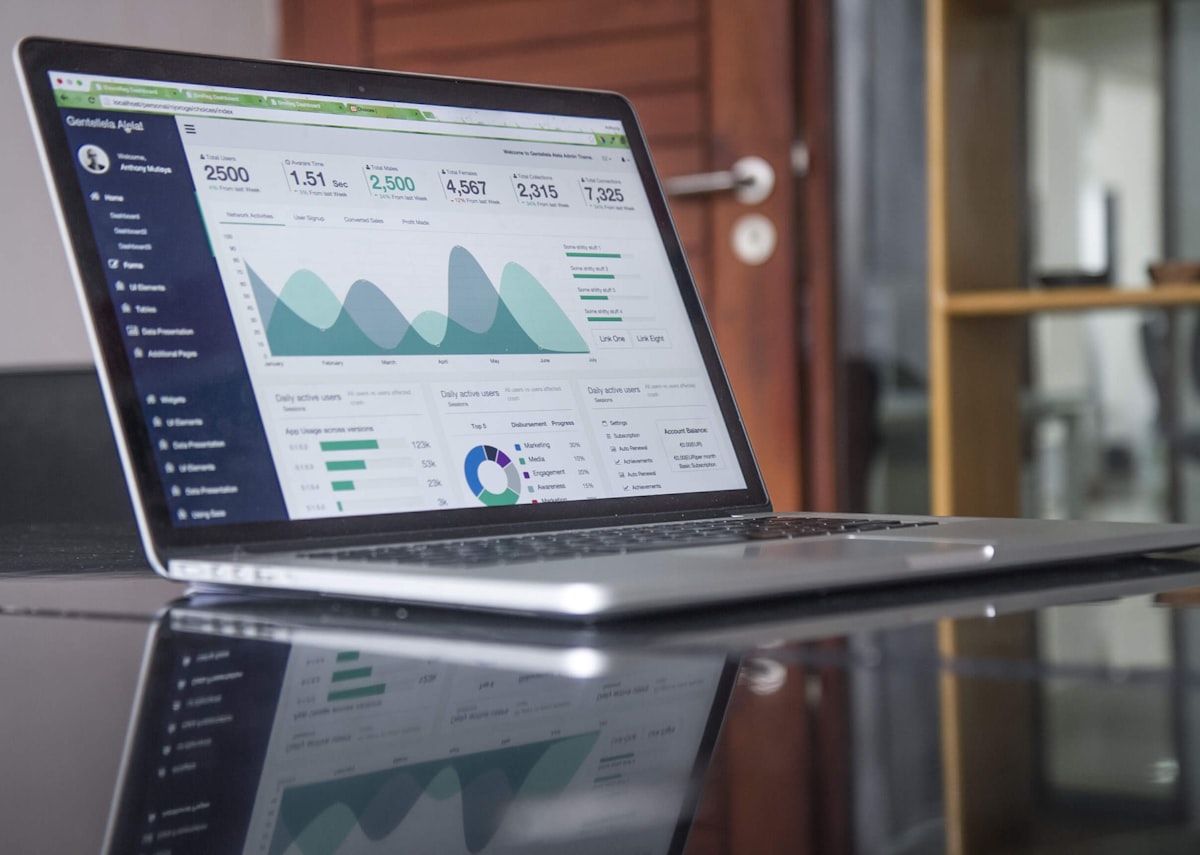Analytics dashboard on a laptop representing web product work